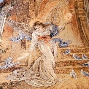 Vintage Lena Liu Angel Of Light Fringed Afghan Throw Blanket 50" x 60"